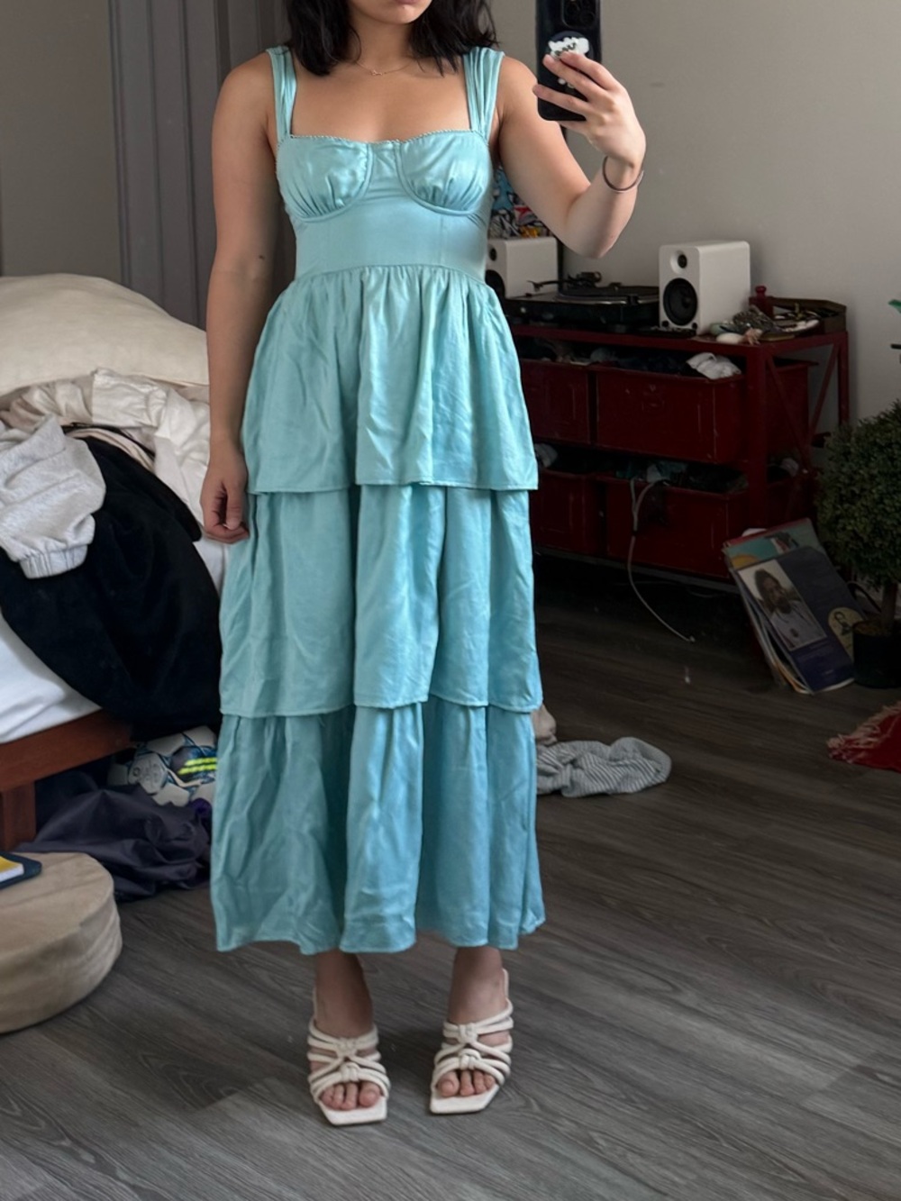WeWoreWhat Tiered Light Blue Sundress - Picture 3 of 4